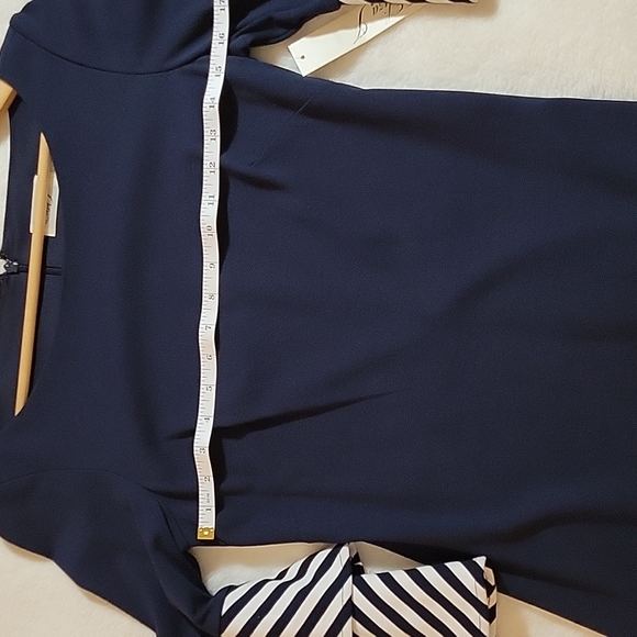 ELIZA J NAVY WITH NAVY & WHITE STRIPES BELL SLEEVES IN SIZE 6 - Picture 8 of 14